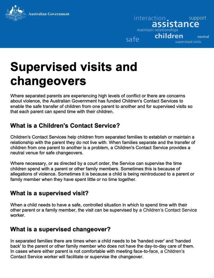 Supervised visits and changeovers (English language version) cover image