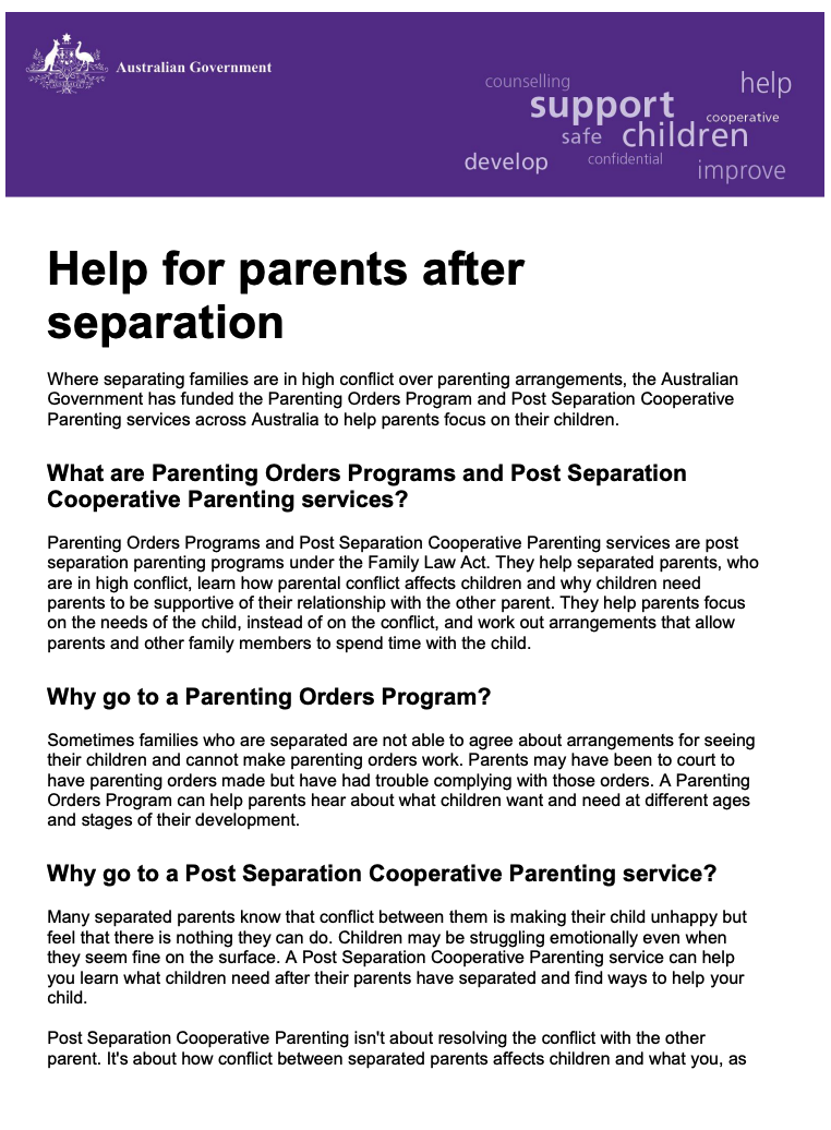 Help for parents after separation (English language version) cover image